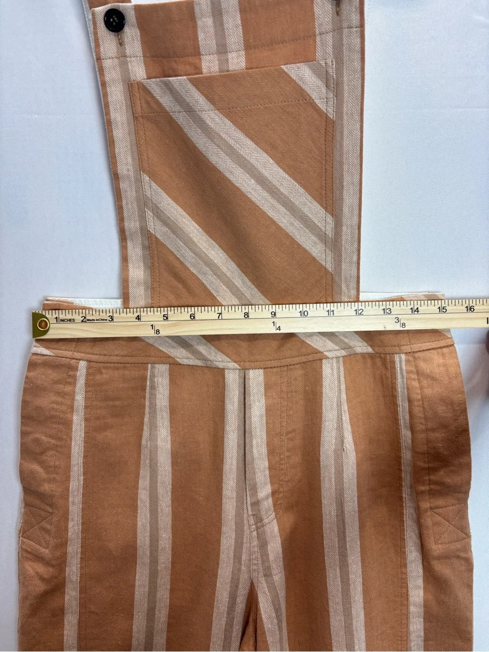 Free People Striped Overalls Wide Leg Tan Cream Women’s Sample XS/S